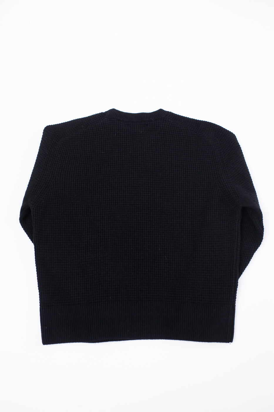 BLADE02.99 - Merino Wool Cashmere Blend Waffle Pullover Relaxed Fit - Deep Black