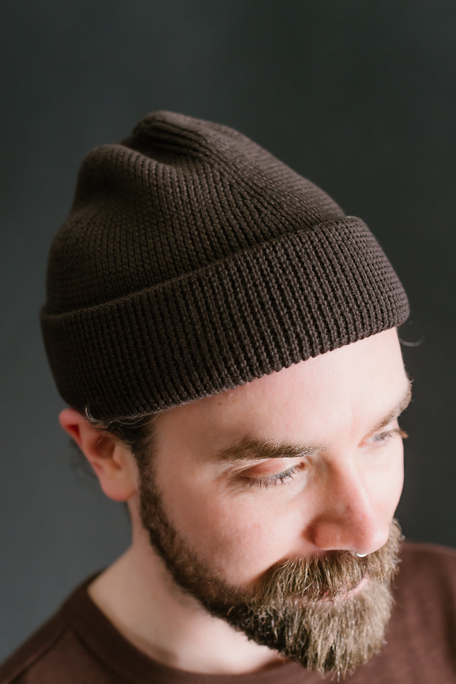 MWBN05.19 - Ribbed Structure Watch Cap Merino Wool - Coffee