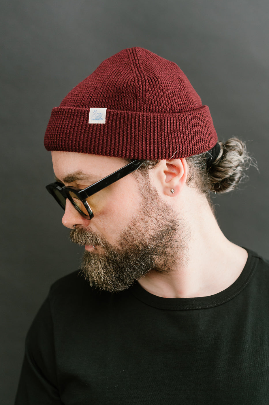 MWBN05.506 - Ribbed Structure Watch Cap Merino Wool  - Burgundy