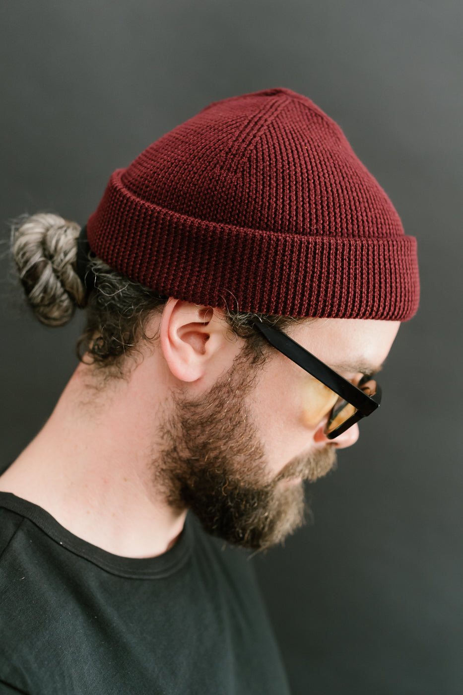 MWBN05.506 - Ribbed Structure Watch Cap Merino Wool  - Burgundy