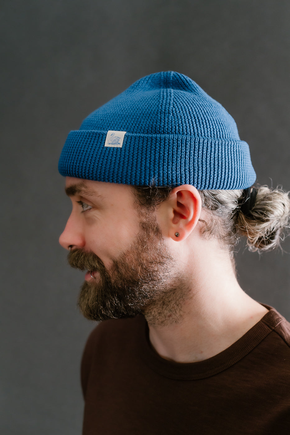 MWBN05.59 - Ribbed Structure Watch Cap Merino Wool  - Swan Blue