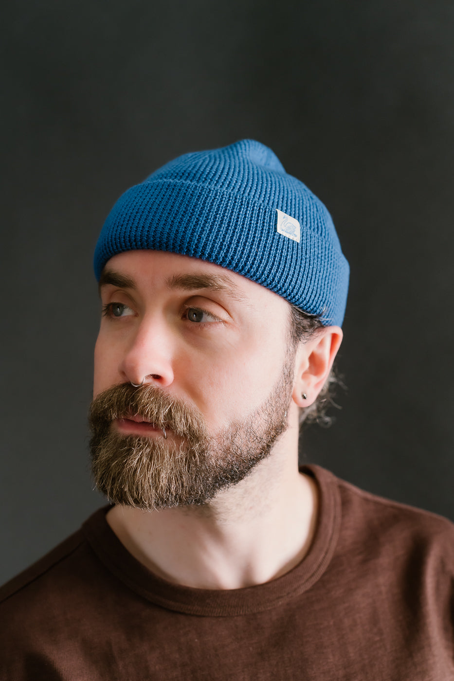 MWBN05.59 - Ribbed Structure Watch Cap Merino Wool  - Swan Blue