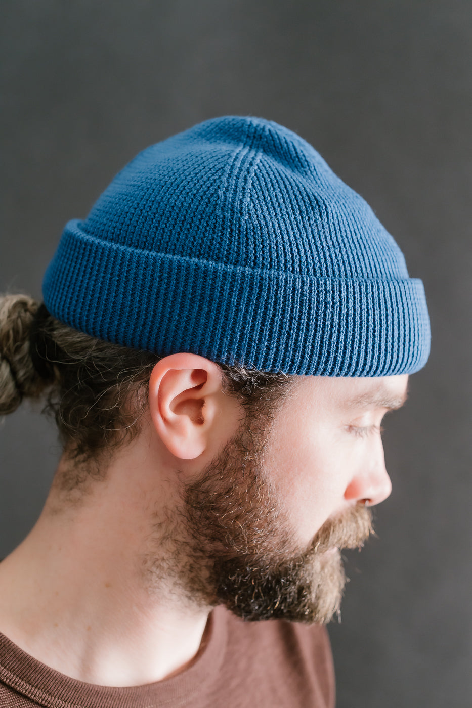 MWBN05.59 - Ribbed Structure Watch Cap Merino Wool  - Swan Blue