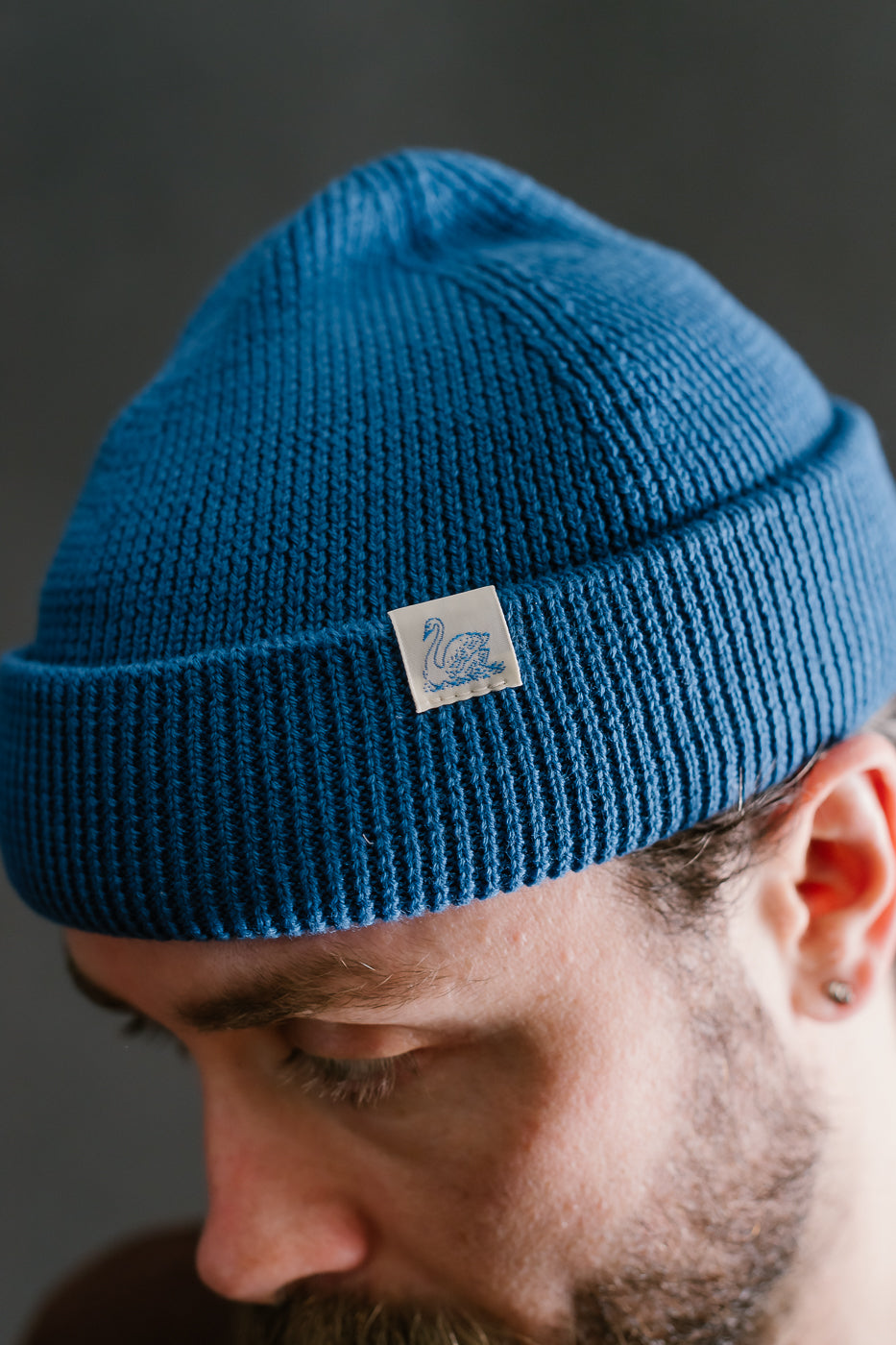 MWBN05.59 - Ribbed Structure Watch Cap Merino Wool  - Swan Blue