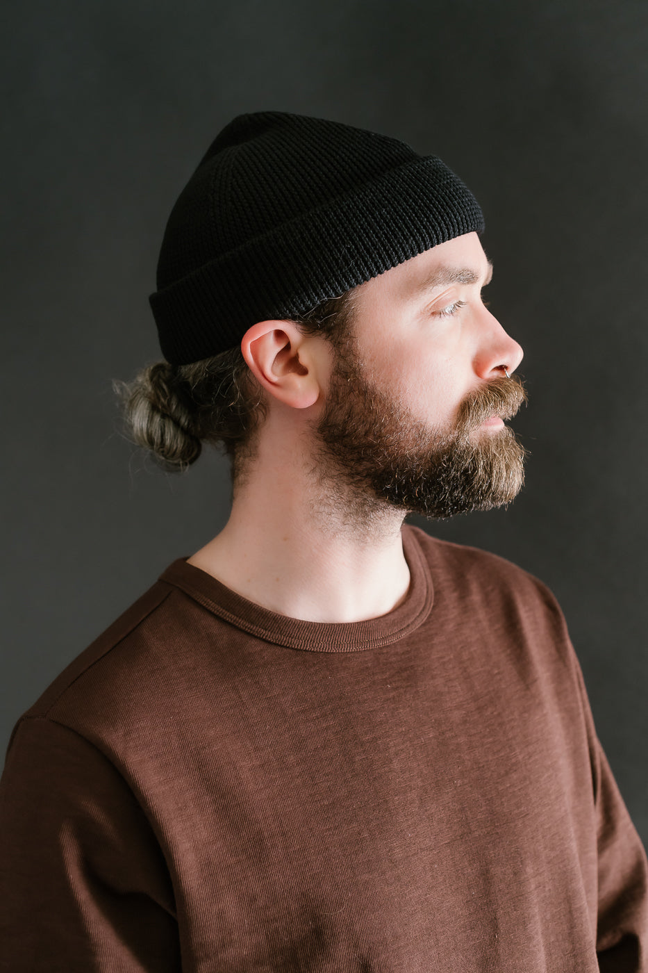 MWBN05.99 - Ribbed Structure Watch Cap Merino Wool  - Deep Black