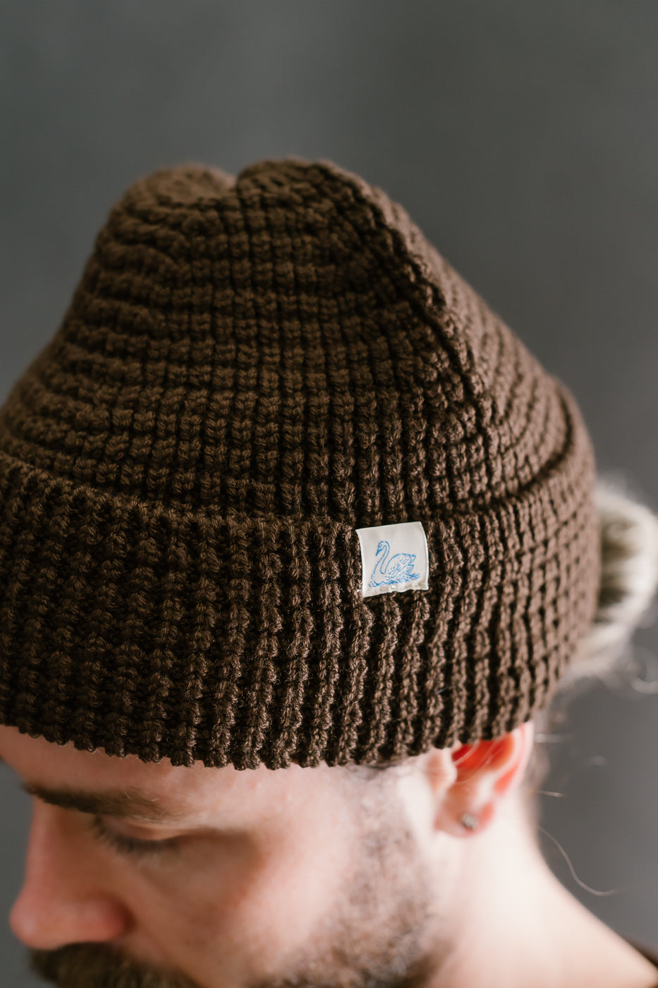 MWBN06.19 - Waffle Structure Sturdy Beanie Merino Wool - Coffee