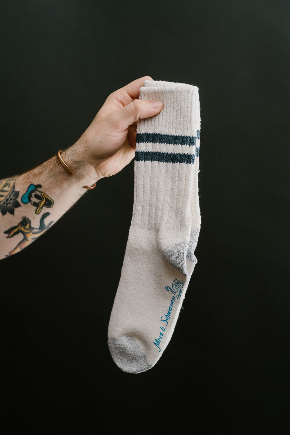 GS05.0265 - Striped Sock - Nature, Denim Blue