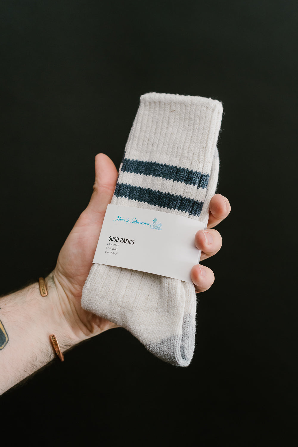 GS05.0265 - Striped Sock - Nature, Denim Blue