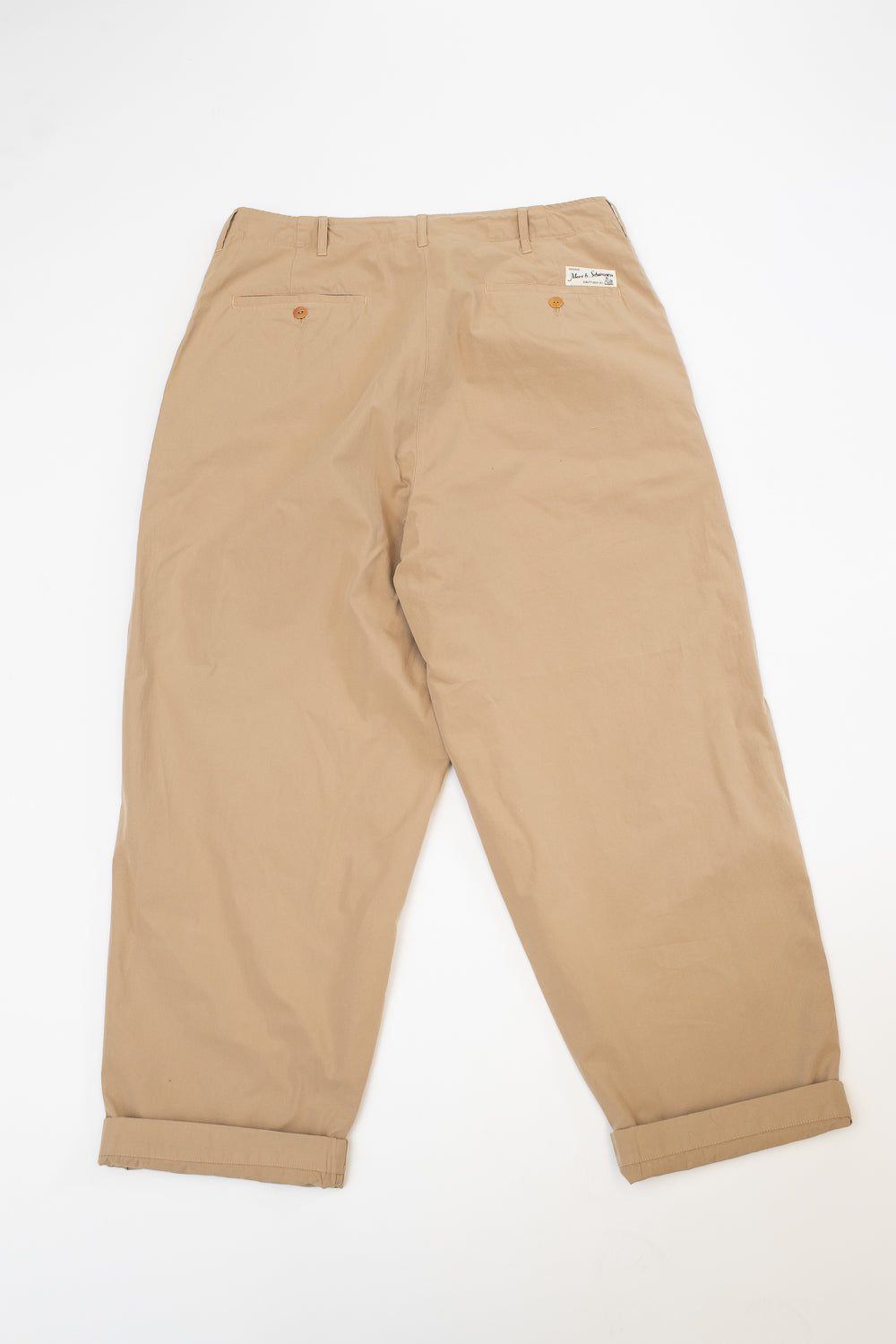 PANTS03.16 - Organic Cotton Poplin Pleated Front Pants - Khaki