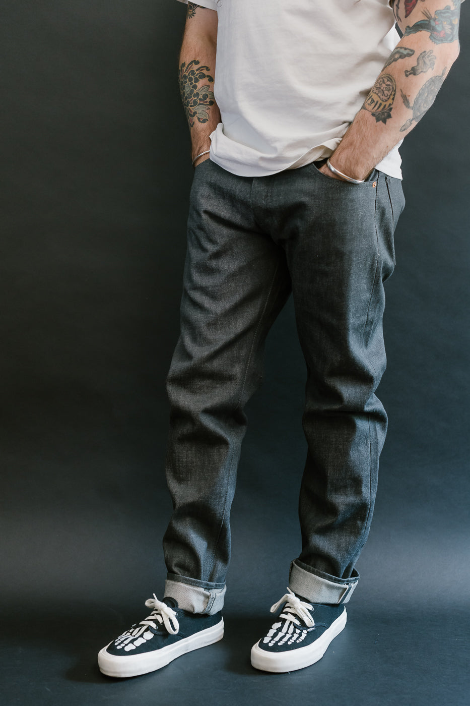 0306-70G - 14oz - Grey Selvedge Denim - Tight Tapered