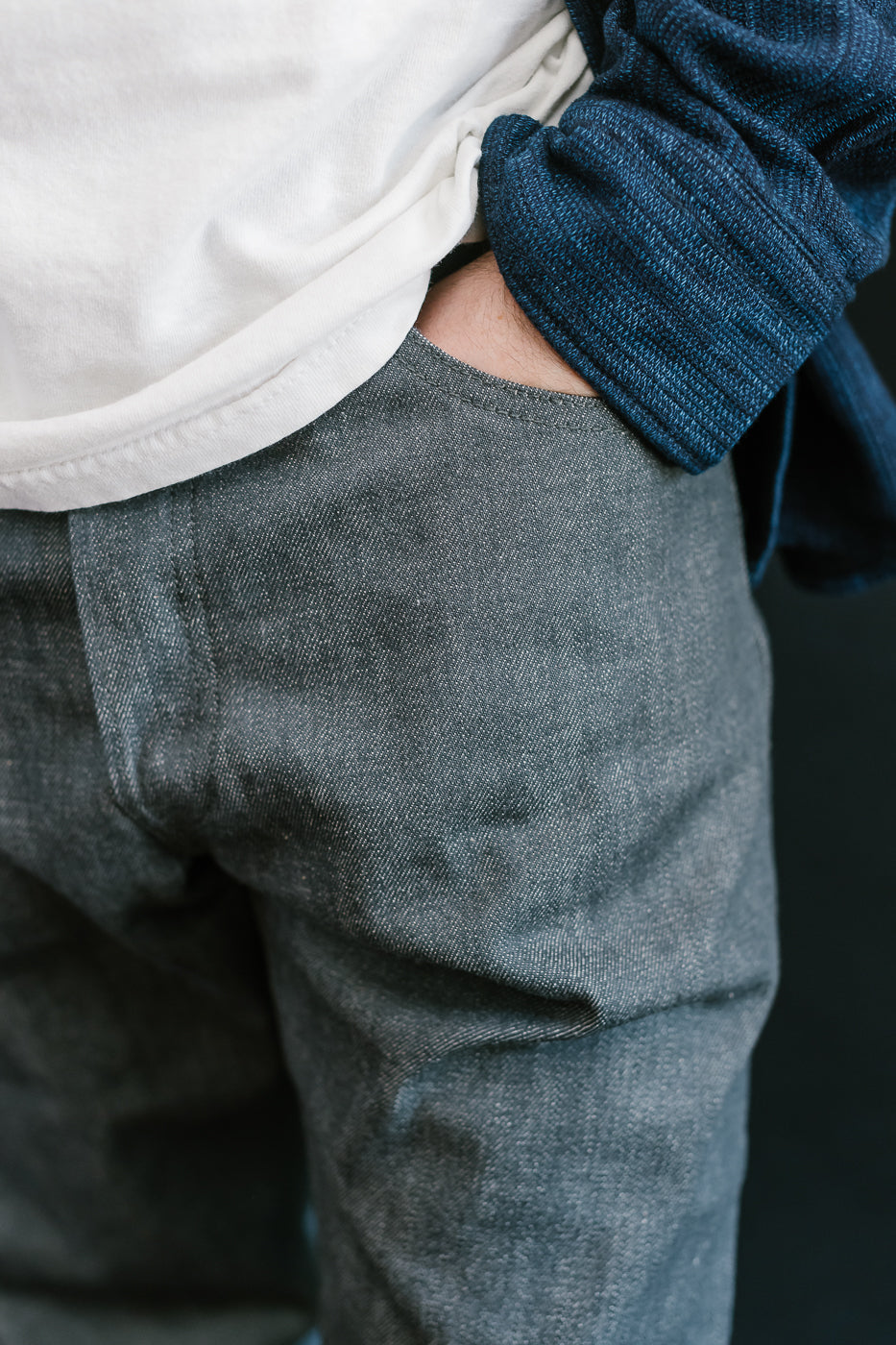 0605-70G - 14oz - Grey Selvedge Denim - Natural Tapered