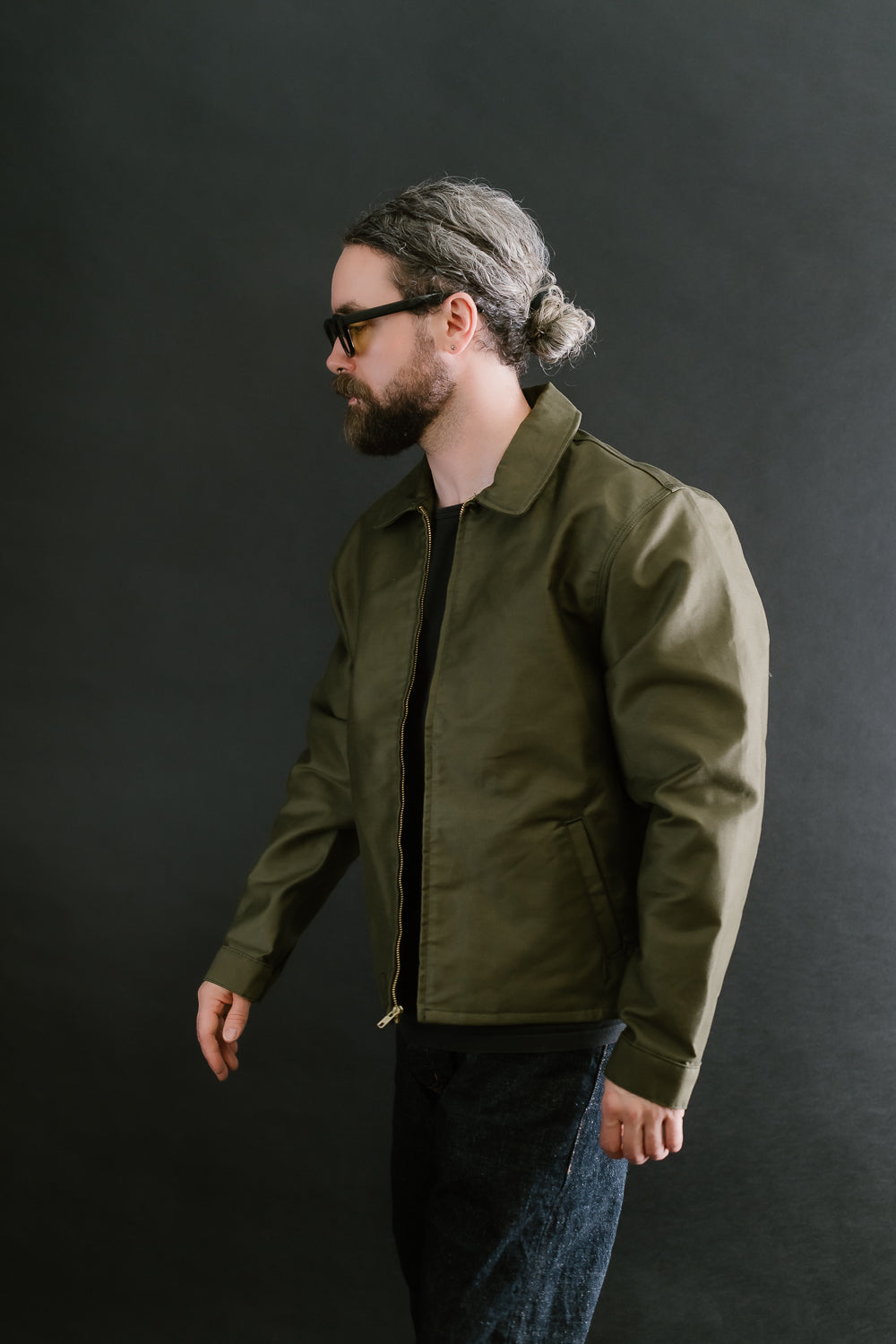 Brushed Jungle Cloth Zip Jacket - Army