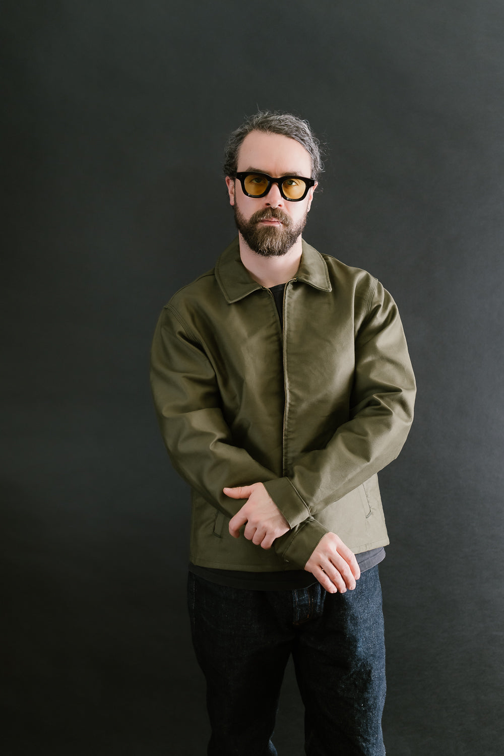 Brushed Jungle Cloth Zip Jacket - Army