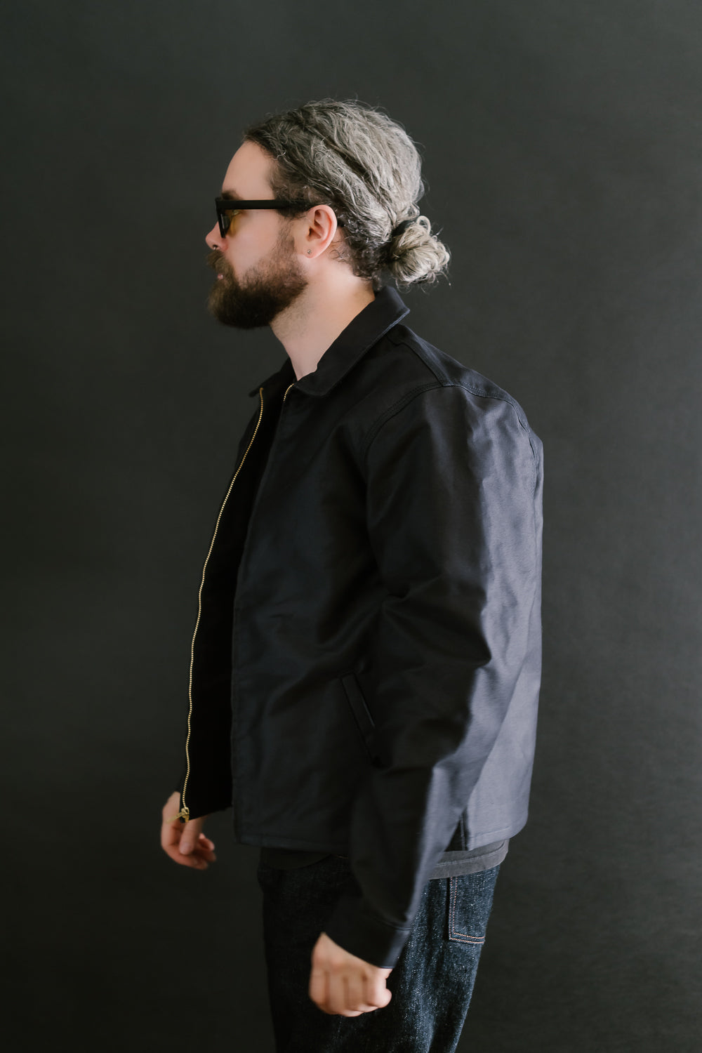 Brushed Jungle Cloth Zip Jacket - Navy