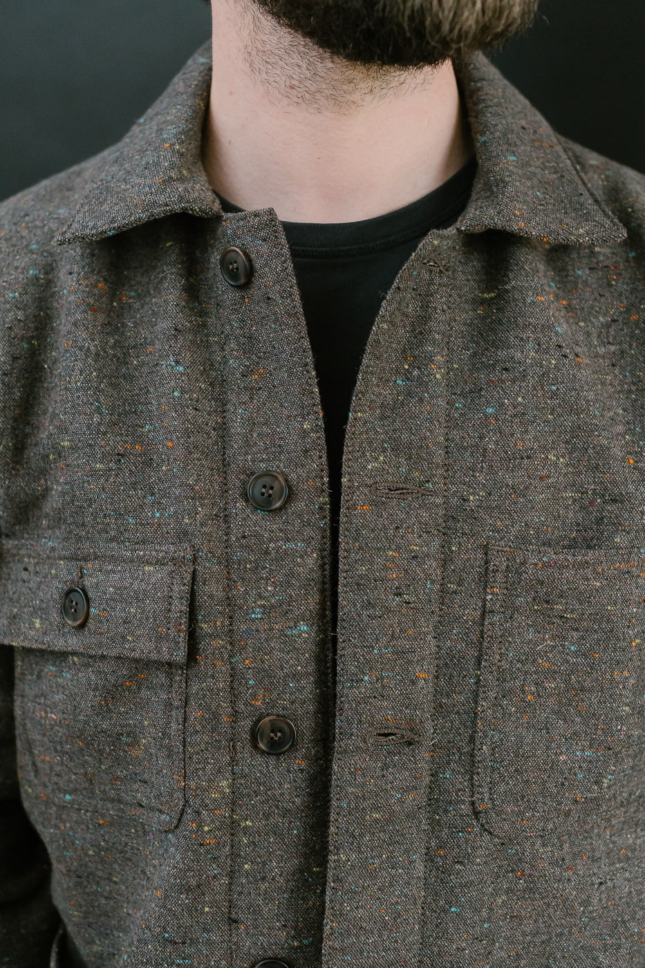 Wool Blend Multi-Nep Chore Coat - Brown