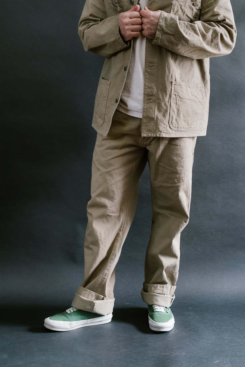 737-SVC-KHB - 9.5oz Selvedge Chino Trouser Khaki - Relaxed Straight