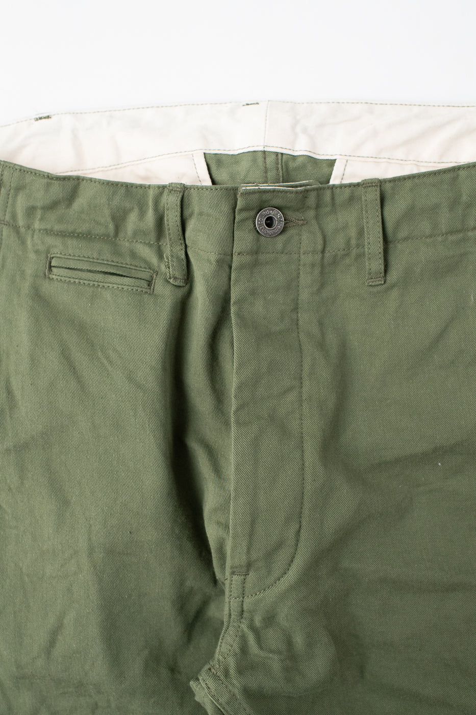 737-SVC-LOL - 9.5oz Selvedge Chino Trouser Light Olive - Relaxed Straight