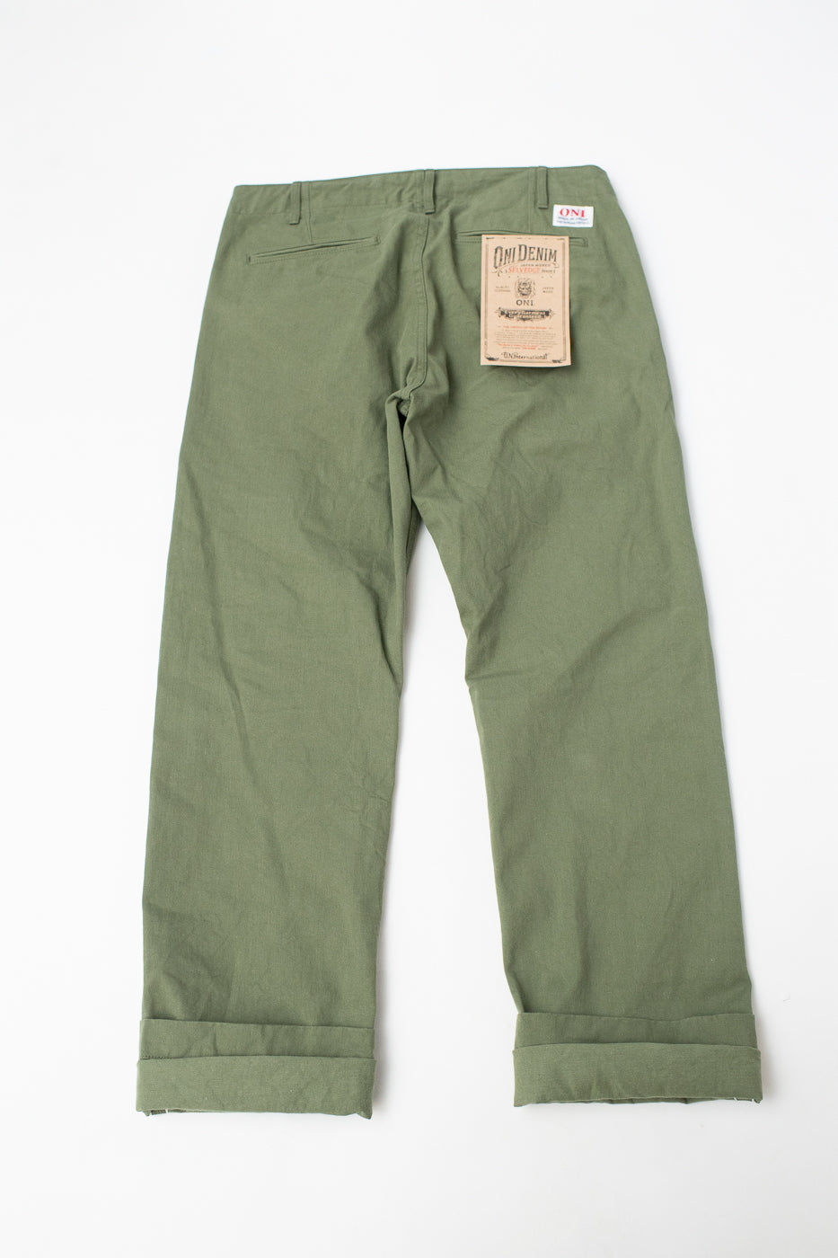 737-SVC-LOL - 9.5oz Selvedge Chino Trouser Light Olive - Relaxed Straight