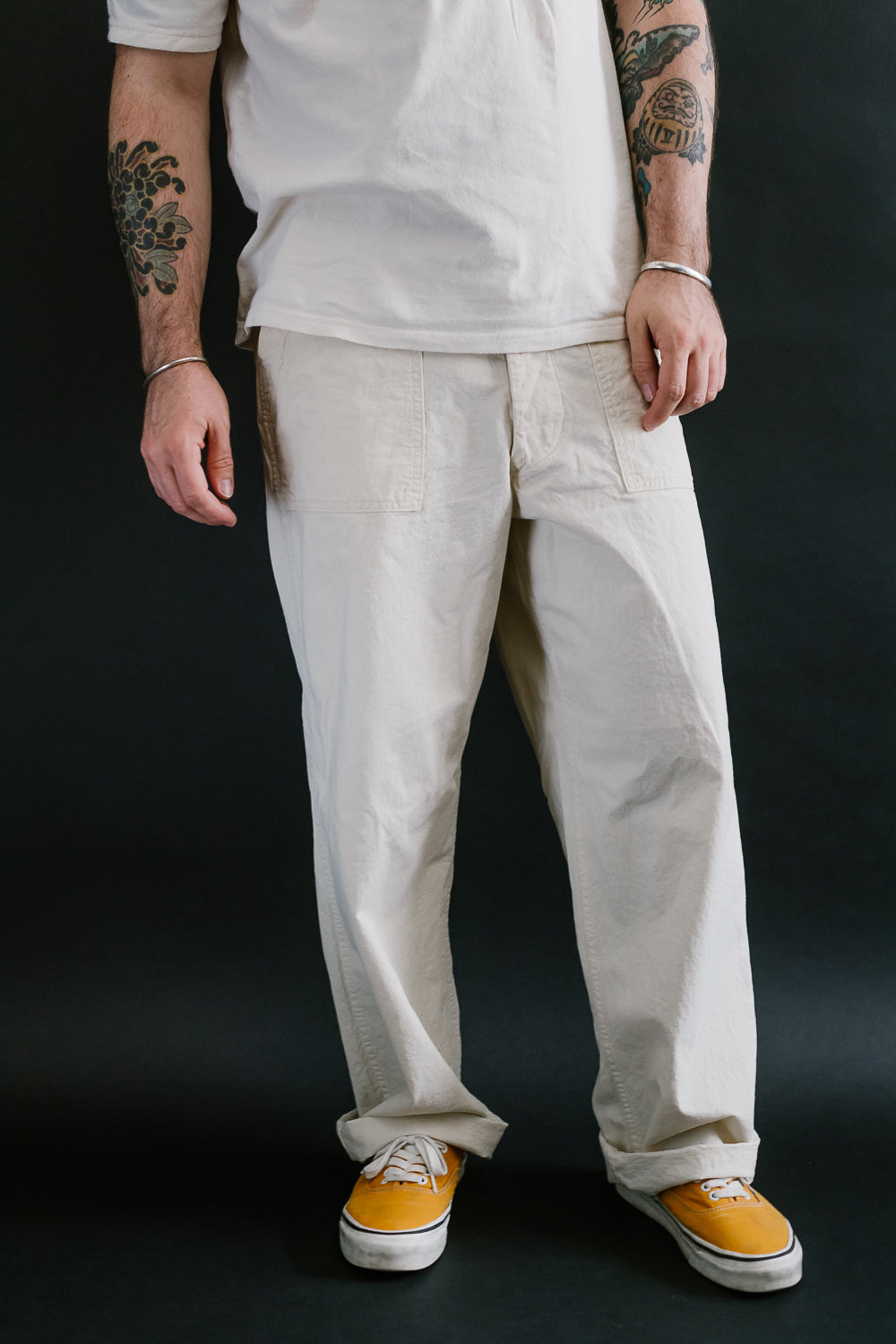 01-5103-66 - Napped Summer Fatigue Pants - Ecru