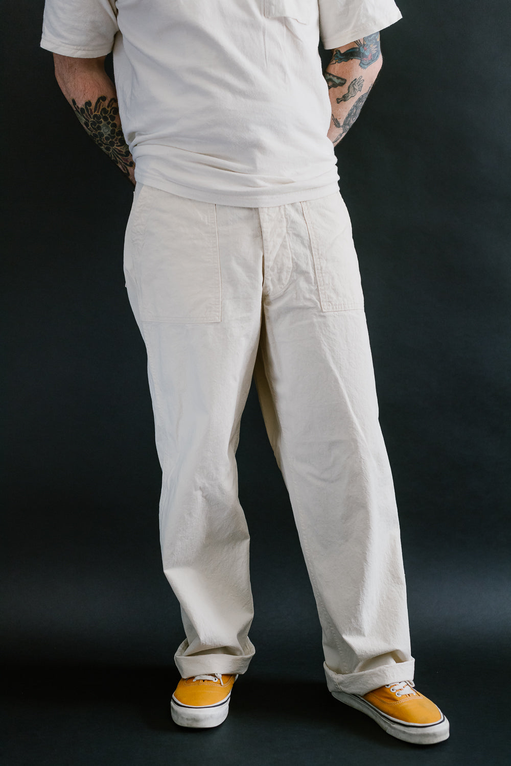 01-5103-66 - Napped Summer Fatigue Pants - Ecru