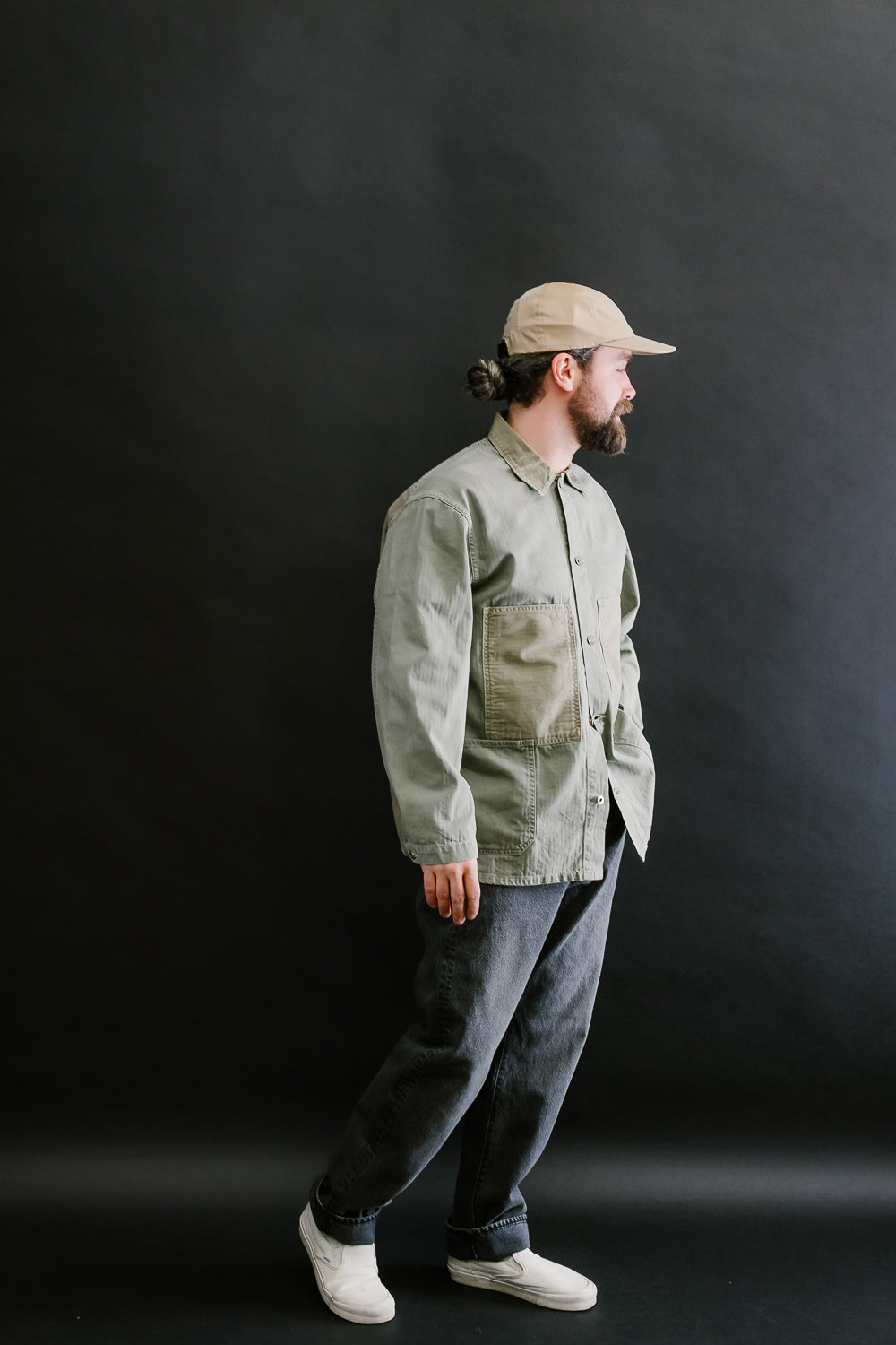 01-6120-16 - Utility Coverall Mismatched Herringbone - Washed Green