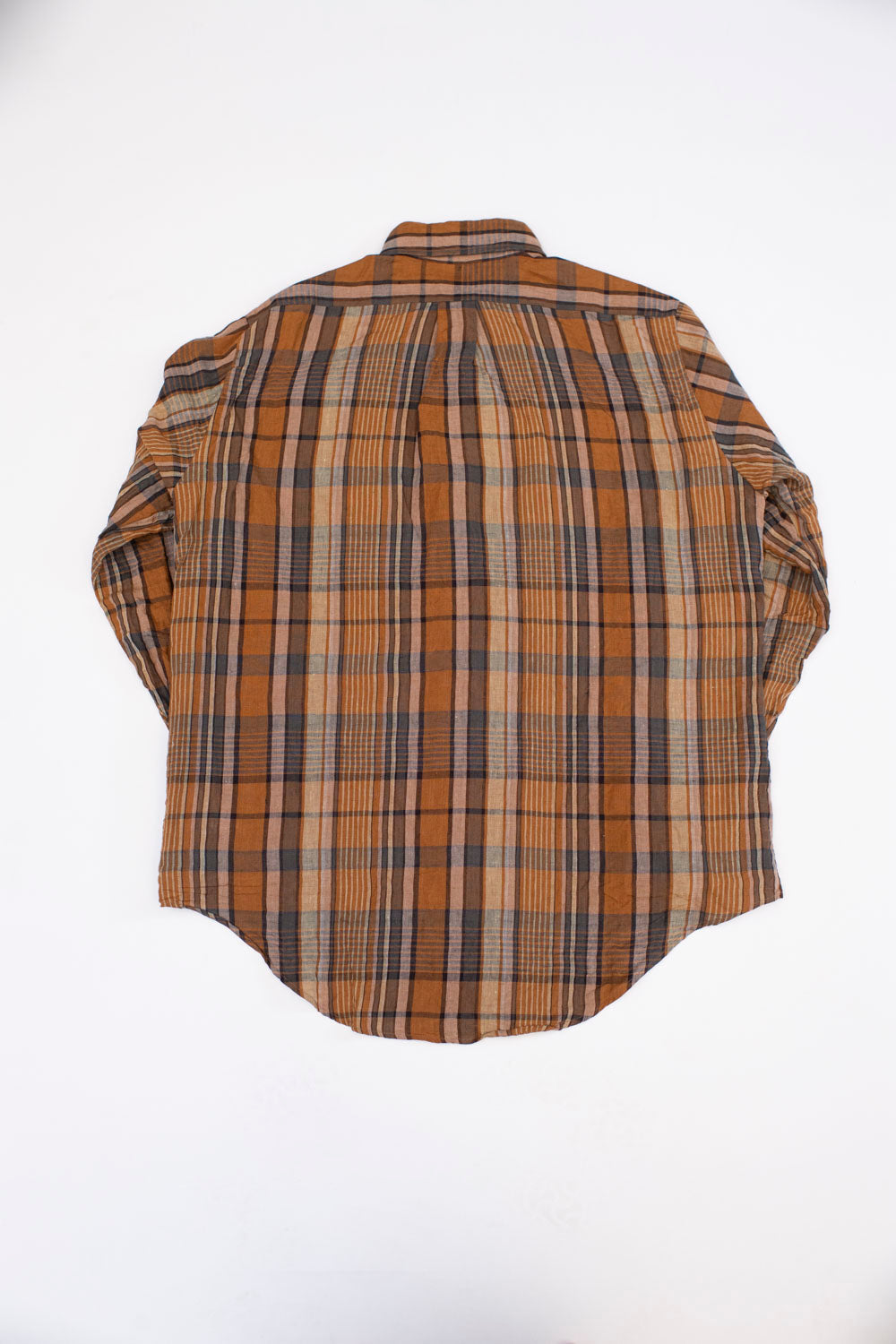 01-8113-44 - Linen Button-Down Safari Shirt - Orange Check