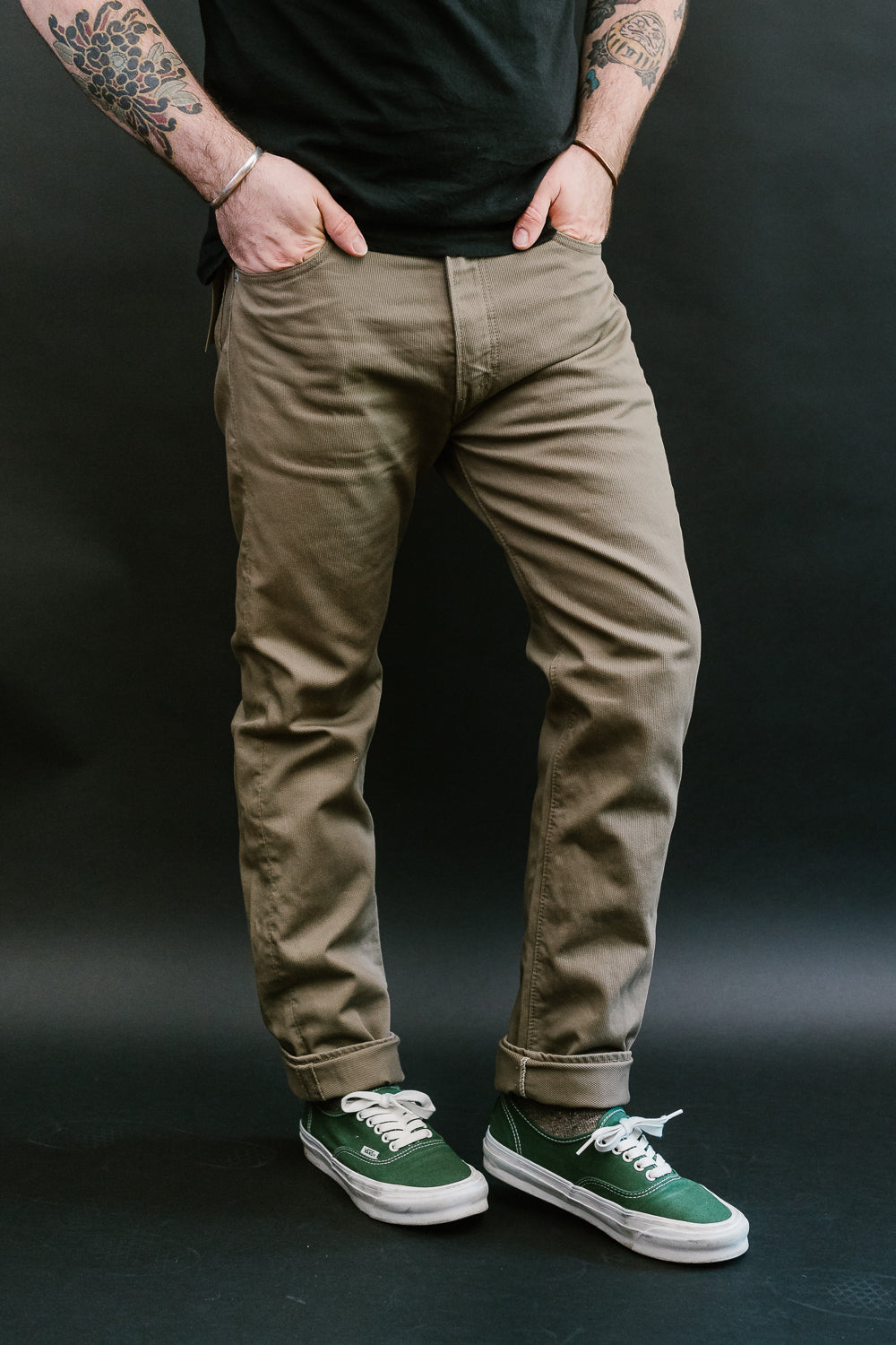 01-0107W-107 - Ivy Fit Pique Denim - Dusty Olive