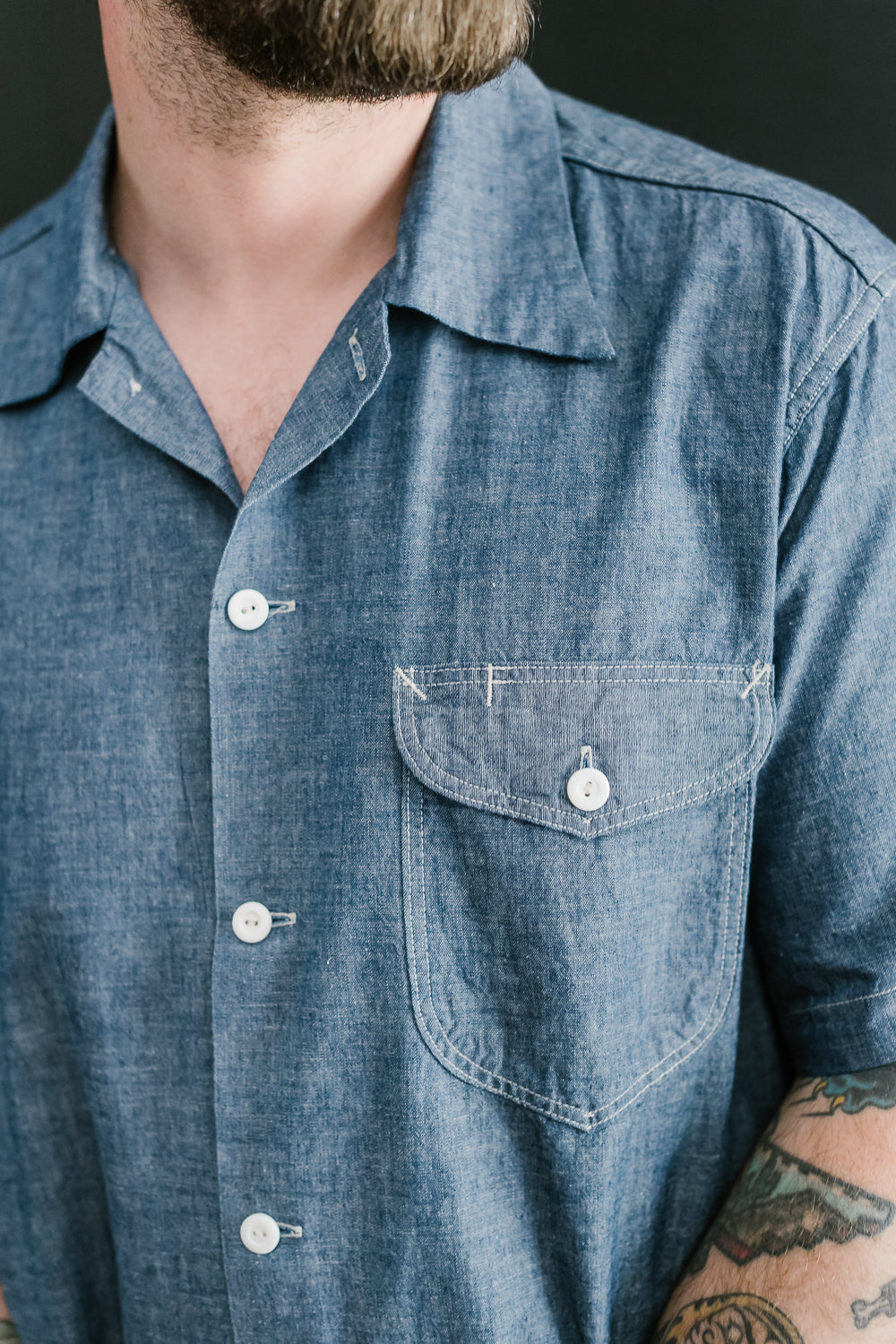 1207B-CC - New Basic S/S Shirt Classic Chambray - Indigo