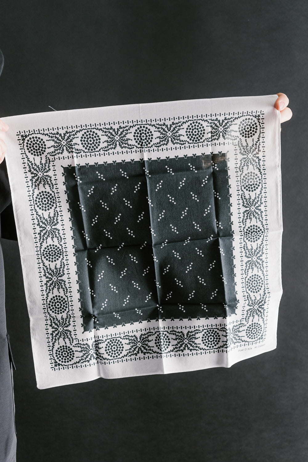 4001-Spider - R1 POST Bandana Hankie - White, Charcoal