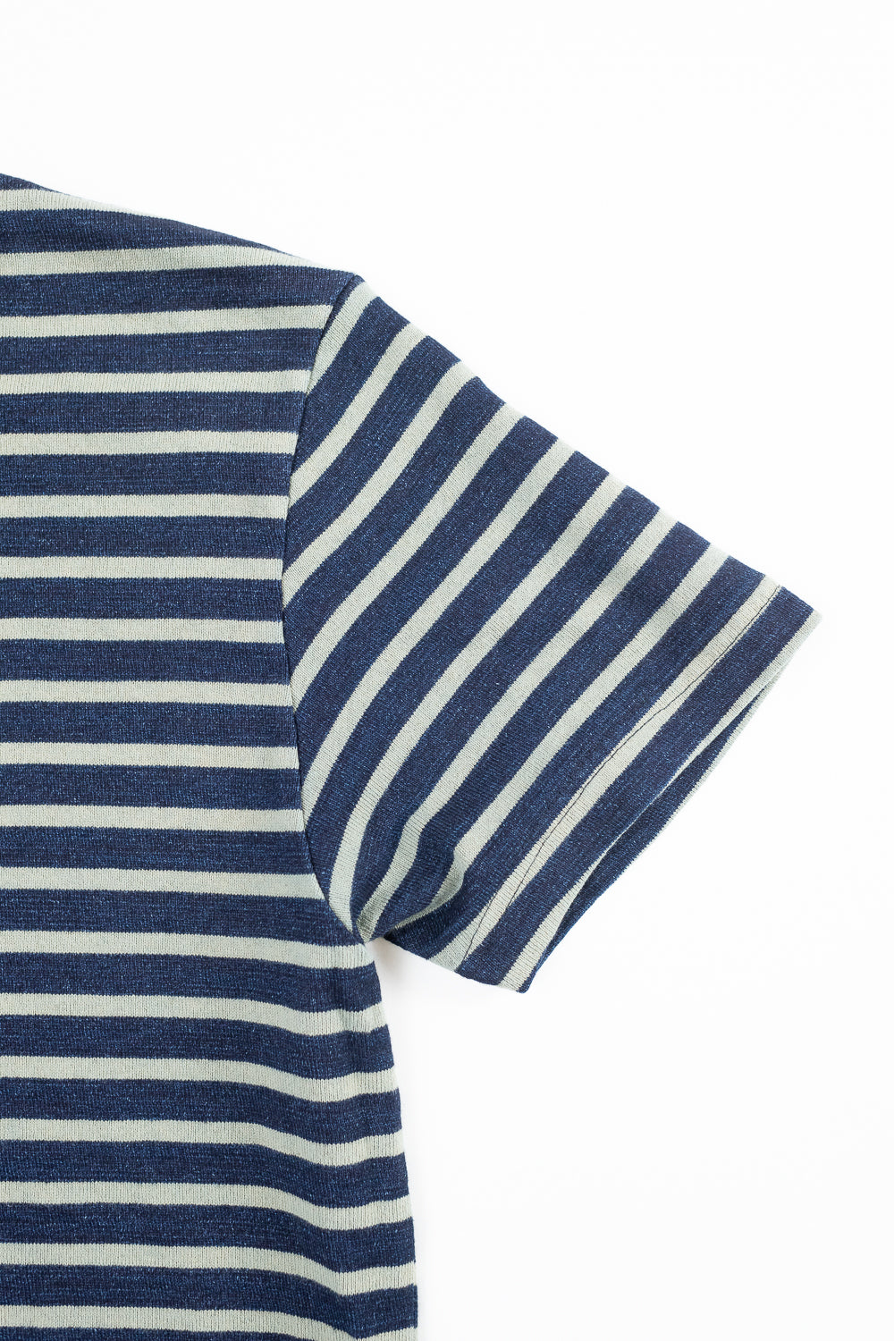 SS-5407-1 - Knitted Heavyweight Striped Tee Shirt - Indigo, Beige