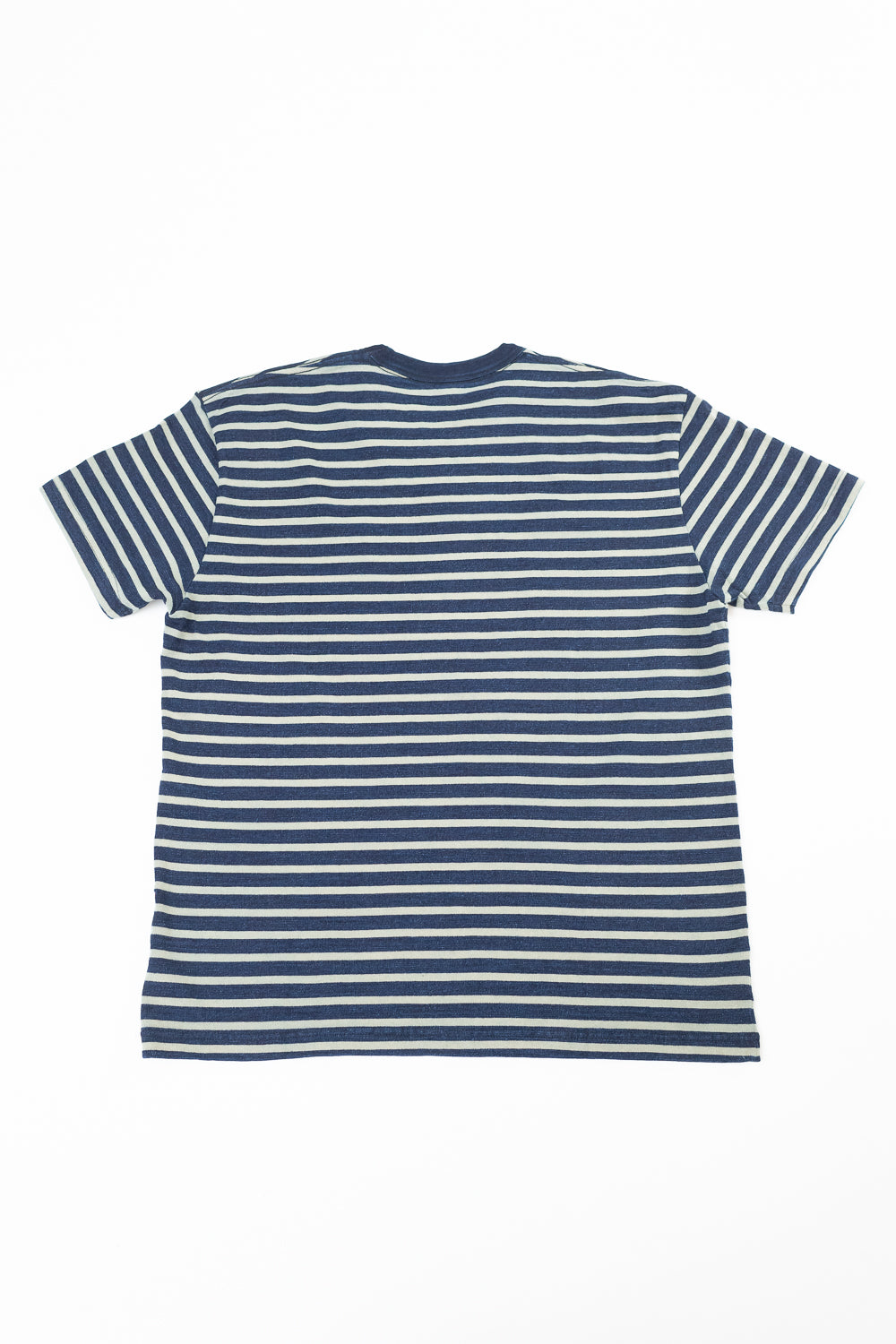 SS-5407-1 - Knitted Heavyweight Striped Tee Shirt - Indigo, Beige