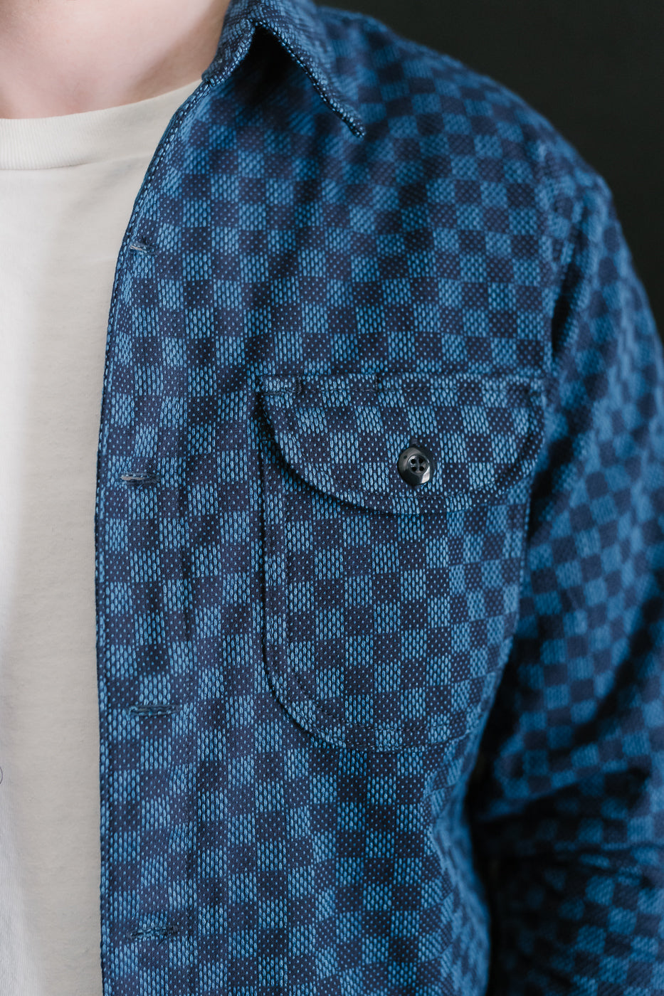 10oz - Dant x RGT - Sashiko Check Work Shirt - Indigo x Indigo