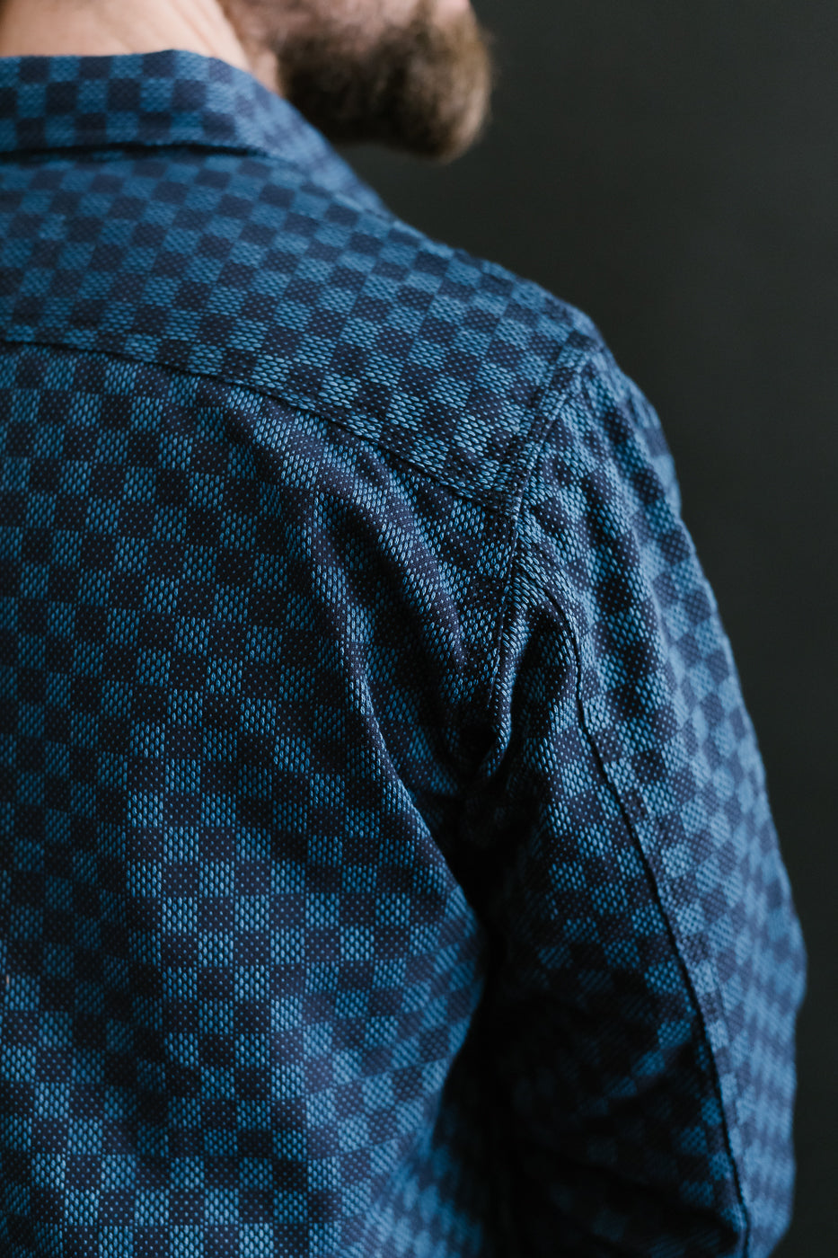 10oz - Dant x RGT - Sashiko Check Work Shirt - Indigo x Indigo