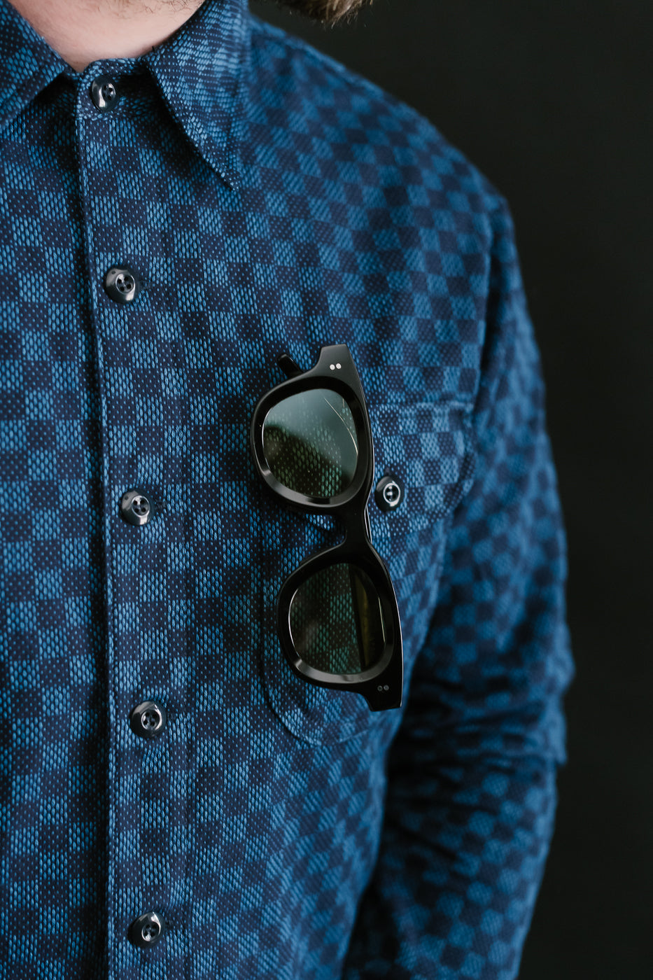 10oz - Dant x RGT - Sashiko Check Work Shirt - Indigo x Indigo