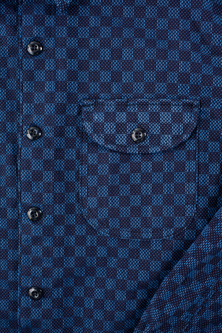 10oz - Dant x RGT - Sashiko Check Work Shirt - Indigo x Indigo