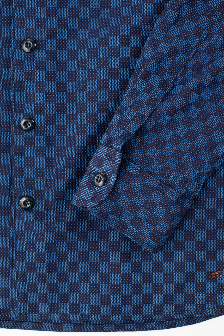 10oz - Dant x RGT - Sashiko Check Work Shirt - Indigo x Indigo