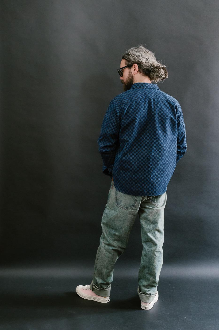 10oz - Dant x RGT - Sashiko Check Work Shirt - Indigo x Indigo