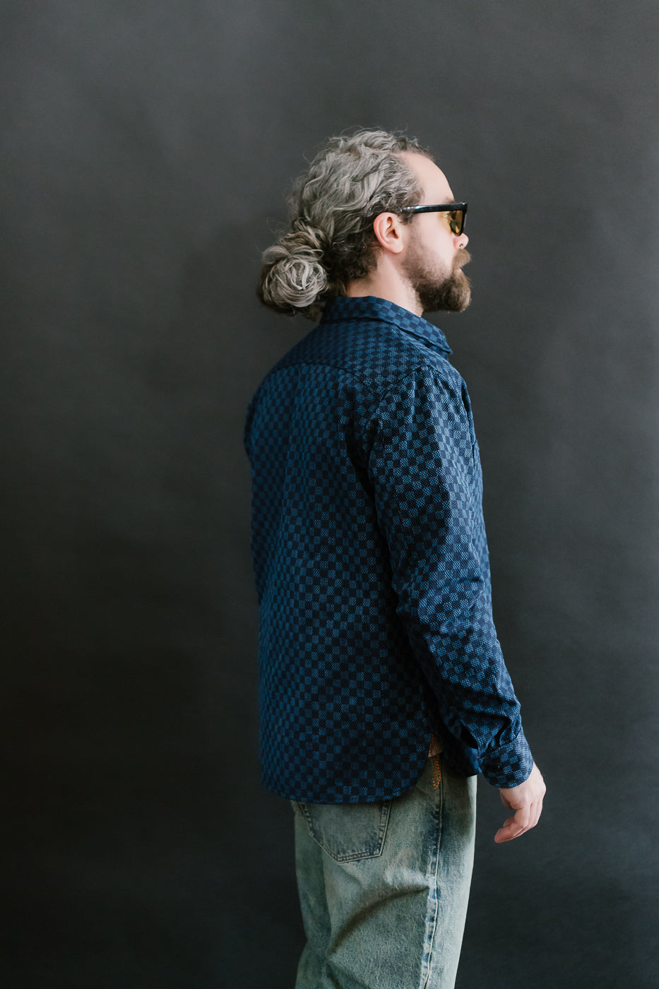 10oz - Dant x RGT - Sashiko Check Work Shirt - Indigo x Indigo