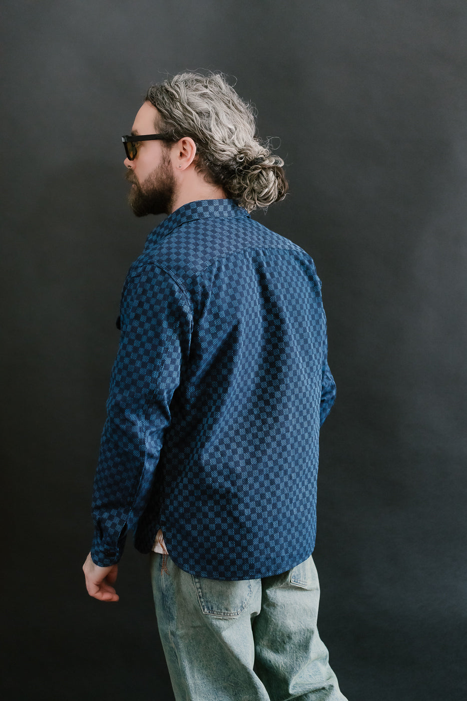 10oz - Dant x RGT - Sashiko Check Work Shirt - Indigo x Indigo