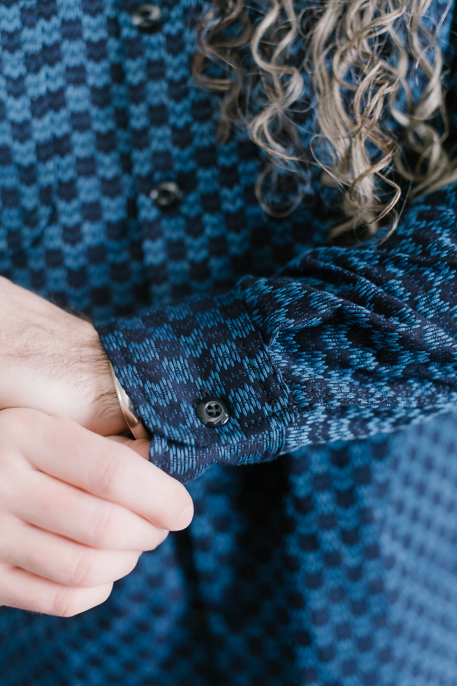 10oz - Dant x RGT - Sashiko Wavy Check Work Shirt - Indigo x Indigo