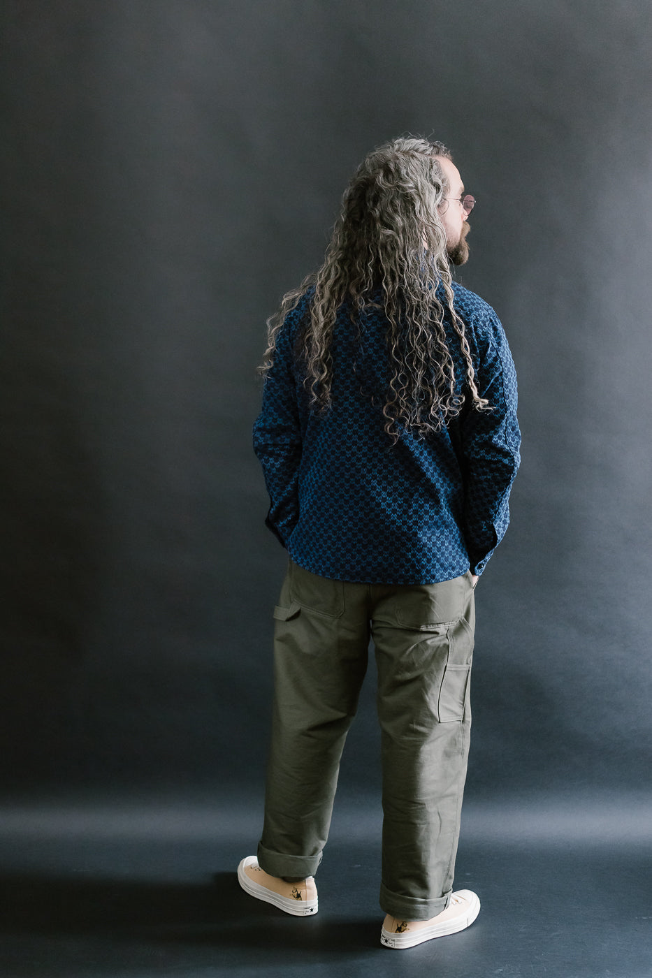 10oz - Dant x RGT - Sashiko Wavy Check Work Shirt - Indigo x Indigo