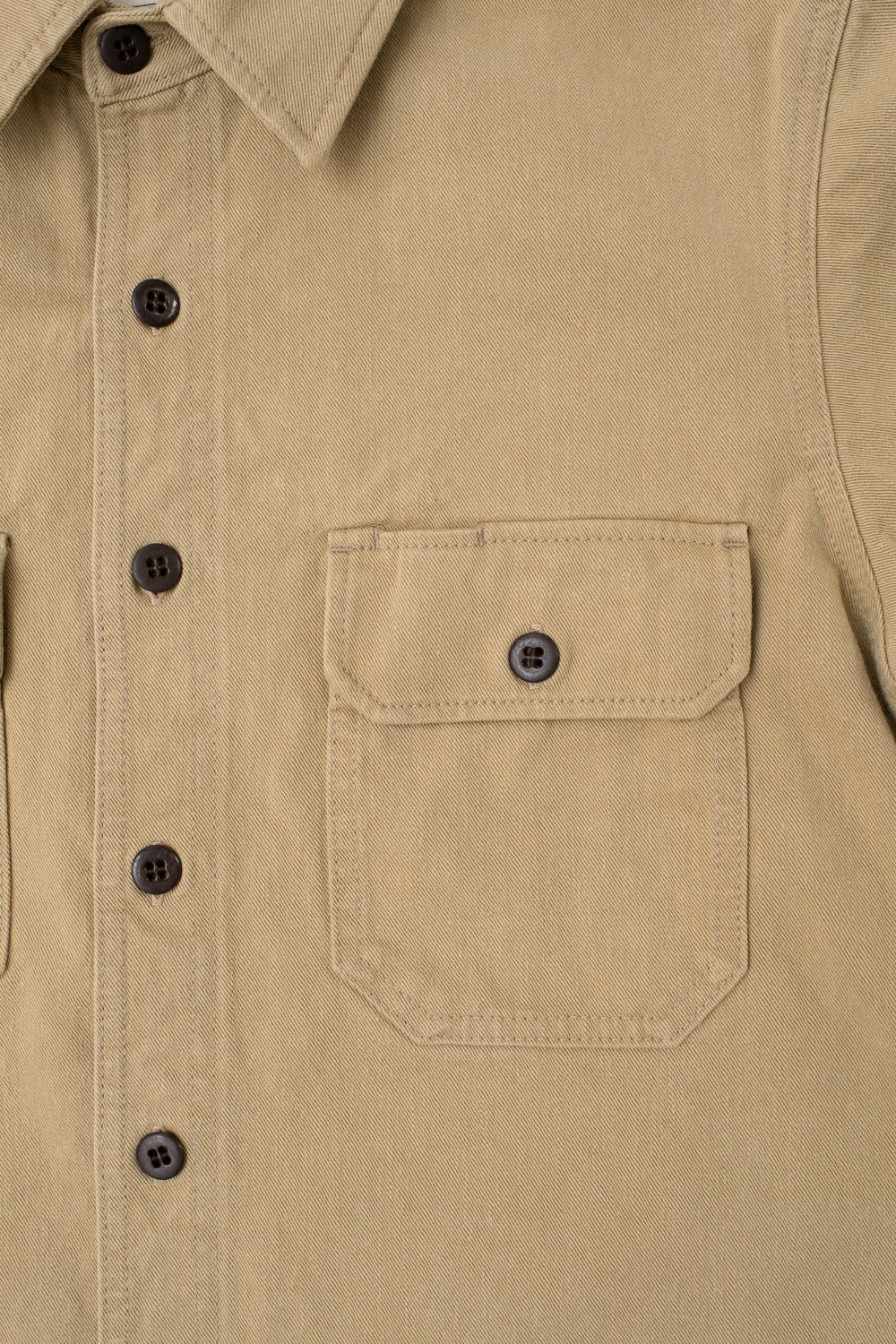 12.5oz - Rinsed Field Shirt Twill Selvedge - Khaki