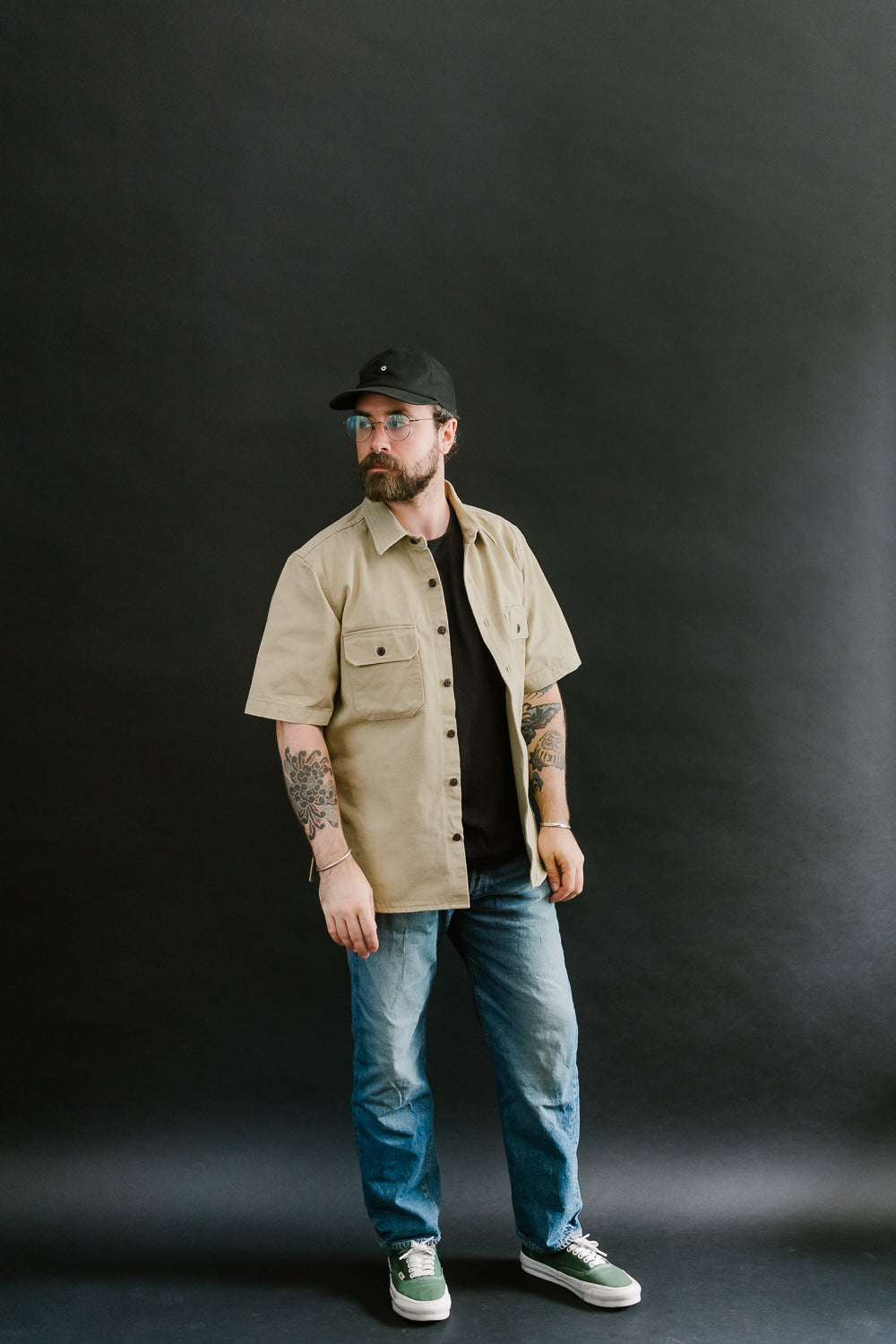 12.5oz - Rinsed Field Shirt Twill Selvedge - Khaki