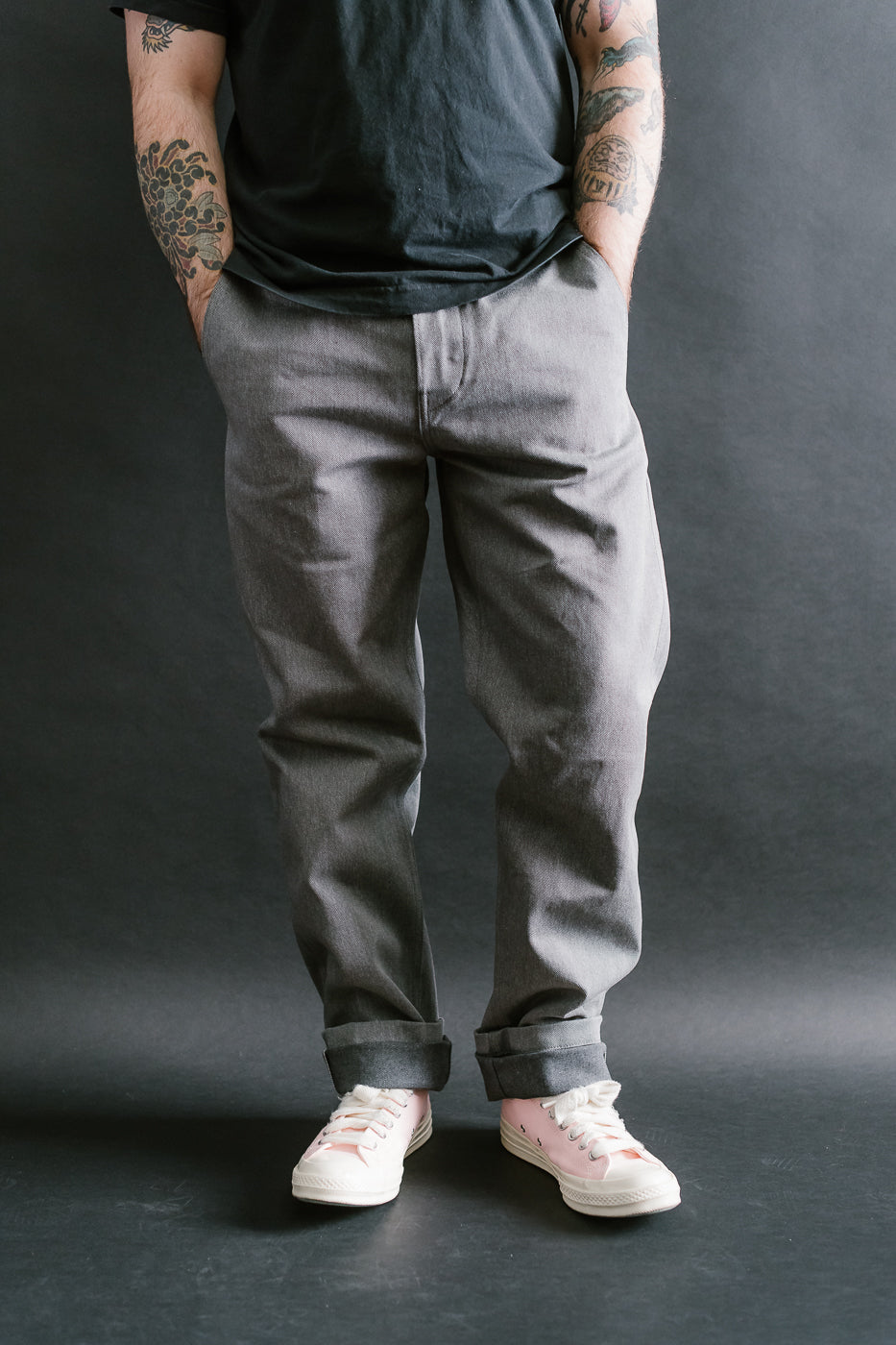 12oz Selvedge Officer Trouser High - Heather Grey