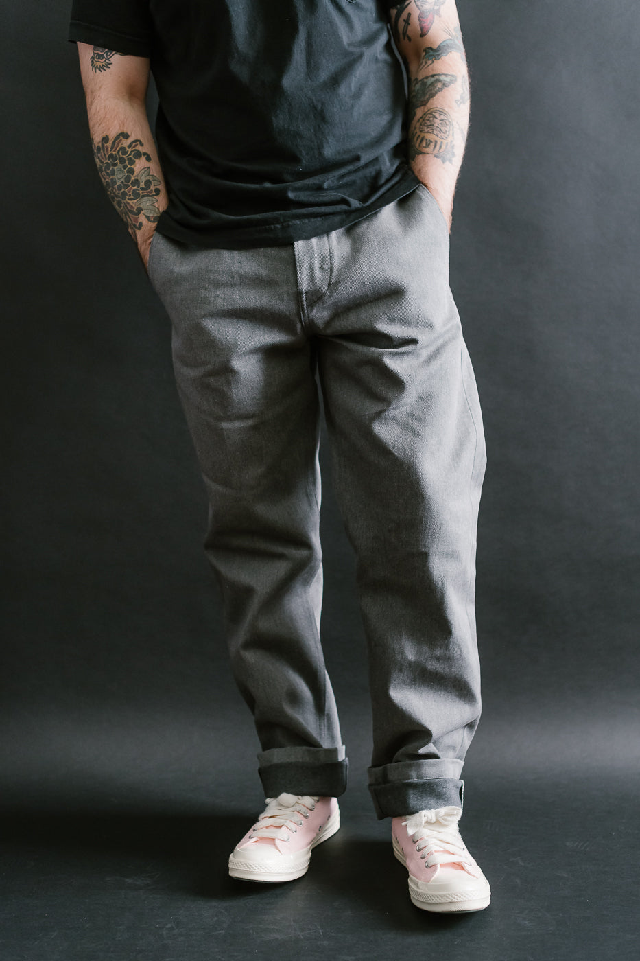 12oz Selvedge Officer Trouser High - Heather Grey