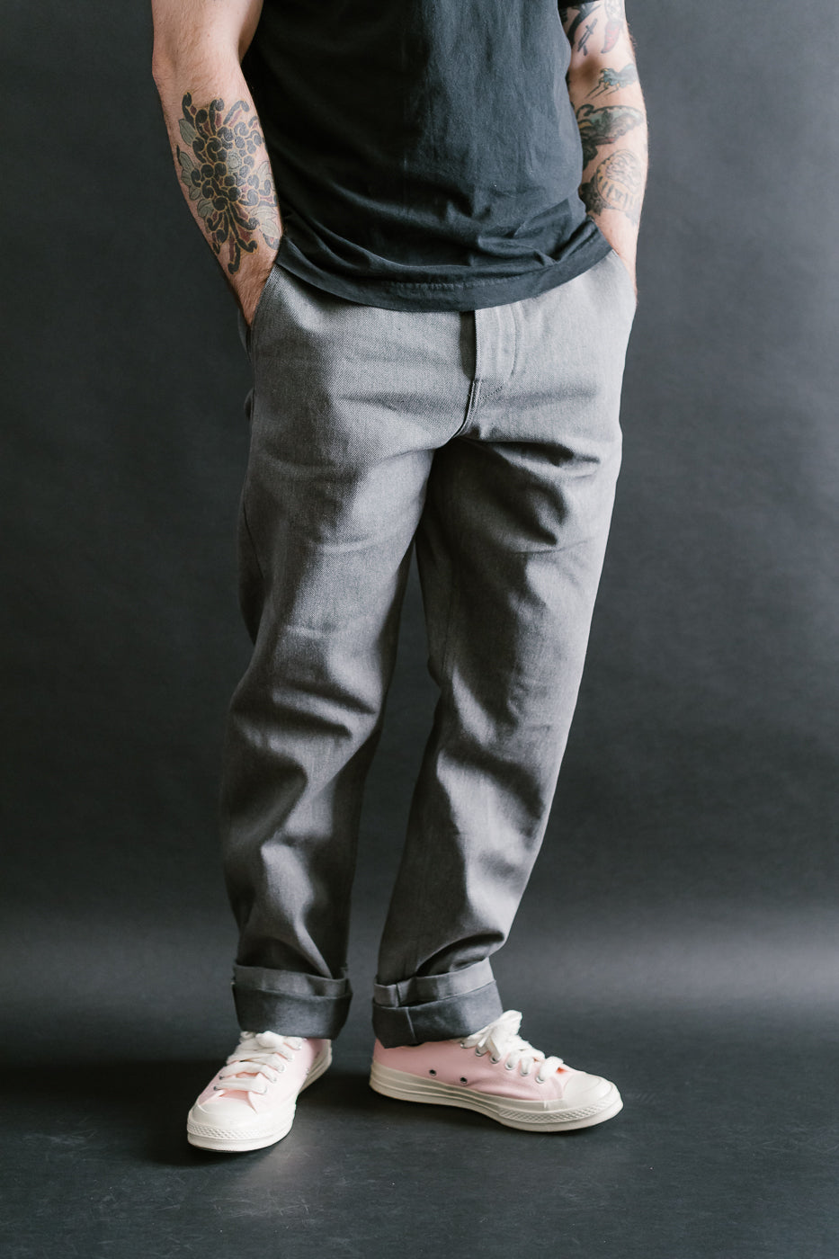 12oz Selvedge Officer Trouser High - Heather Grey