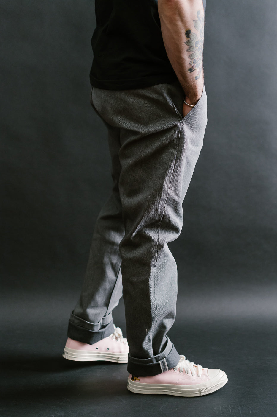 12oz Selvedge Officer Trouser High - Heather Grey