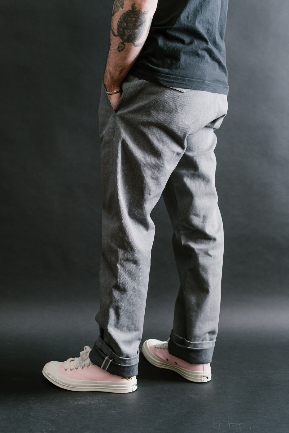 12oz Selvedge Officer Trouser High - Heather Grey