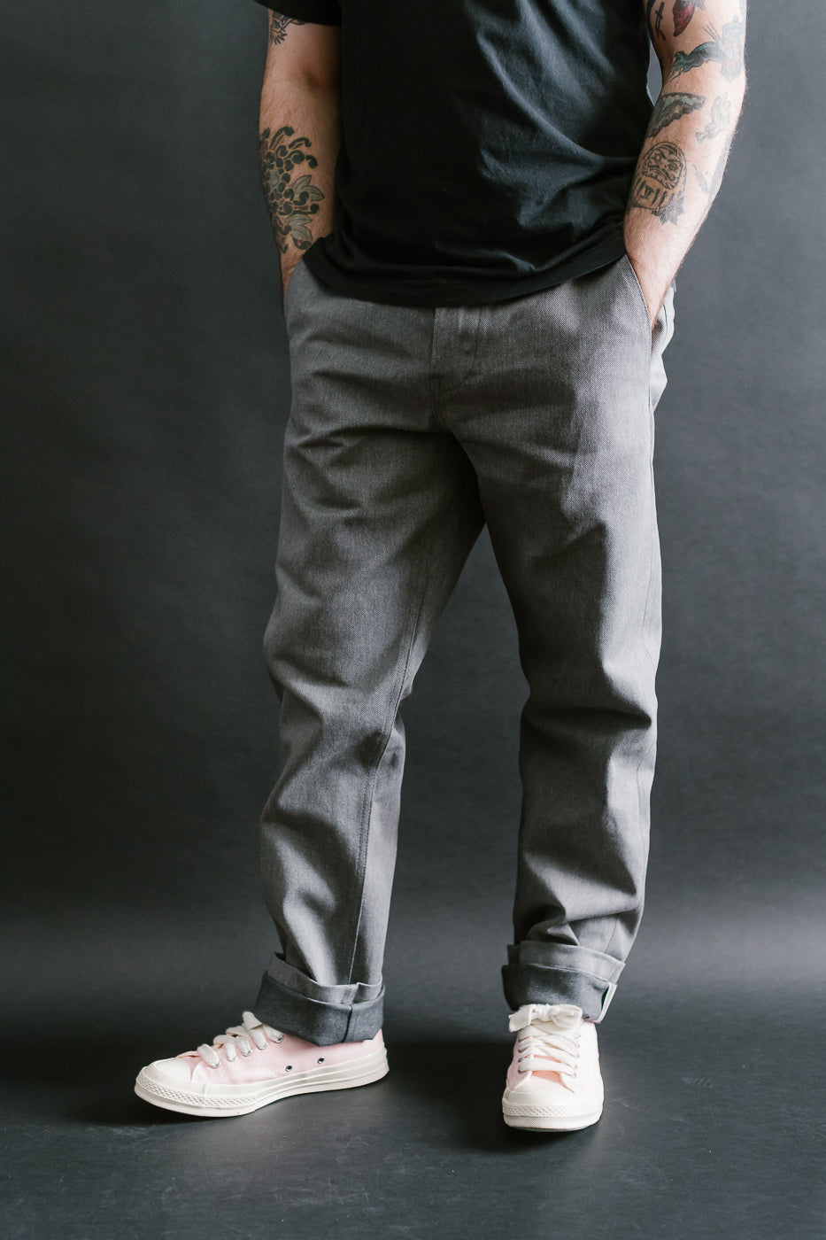 12oz Selvedge Officer Trouser High - Heather Grey