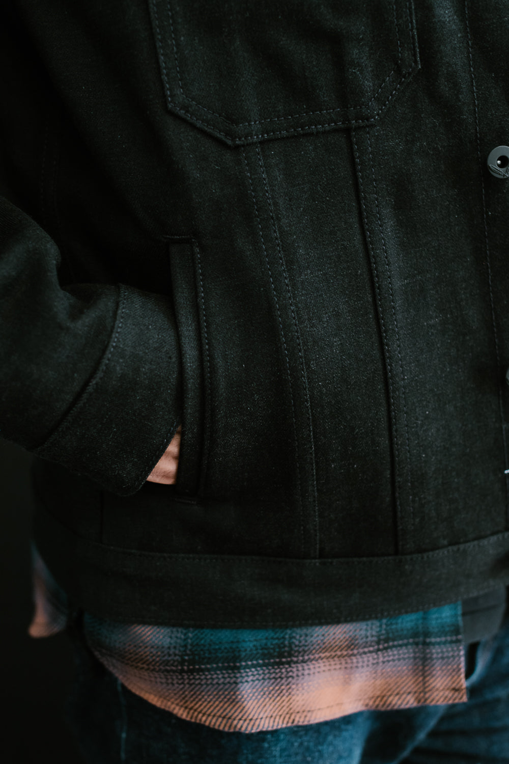 15oz Proprietary Selvedge Lined Cruiser Jacket - Stealth